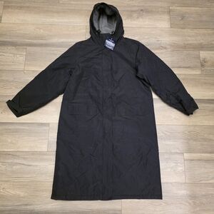 Lands' End NWT Parka Coat Womens L 14-16 Navy Full Zip Hooded Fleece Quilted